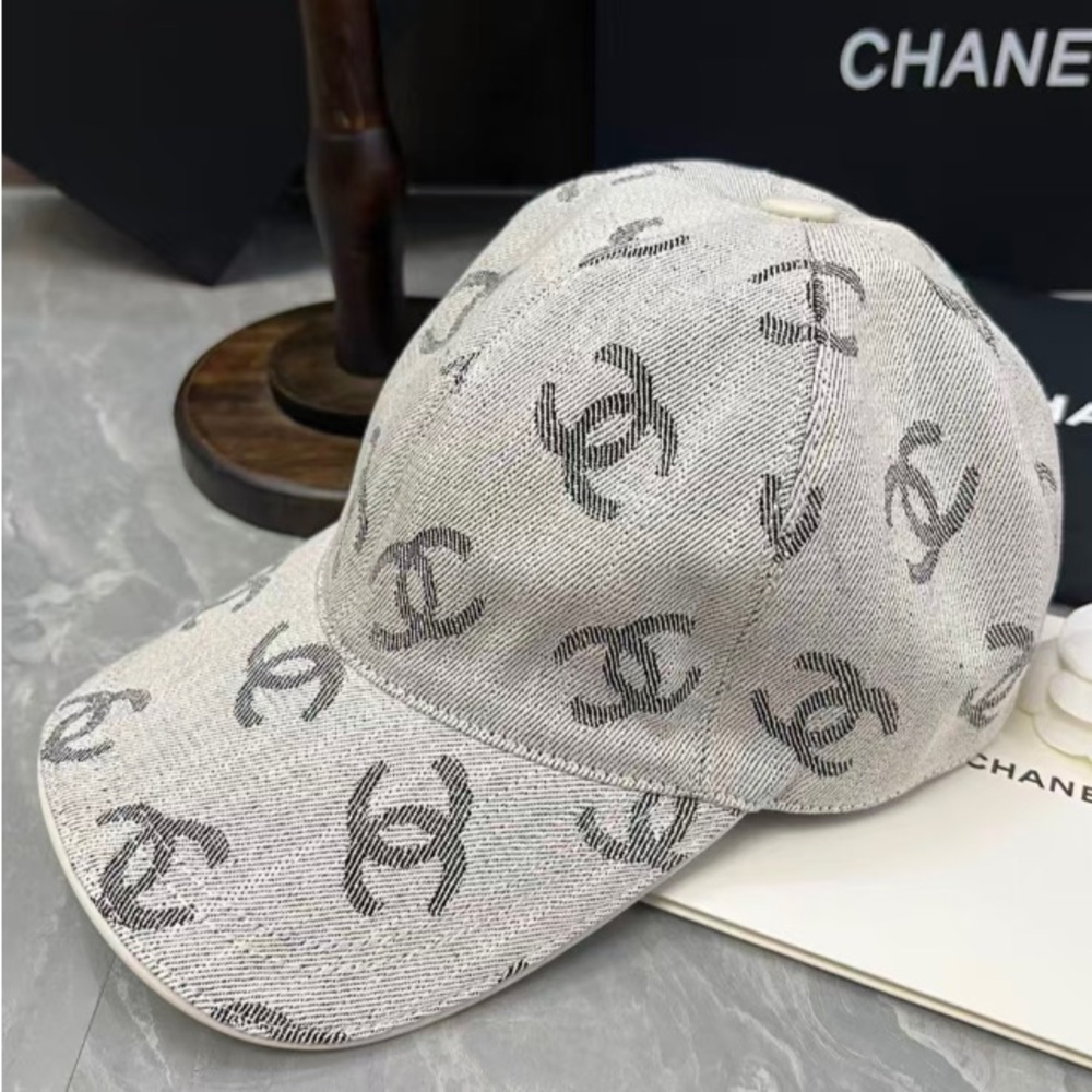 CHANEL Beige and Charcoal Logo Hat - Picture 3 of 5